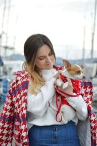 elegant woman with dog