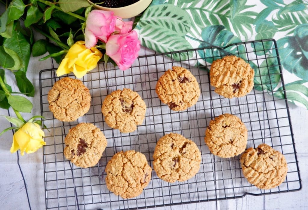 Oat flour tahini choc chip cookies