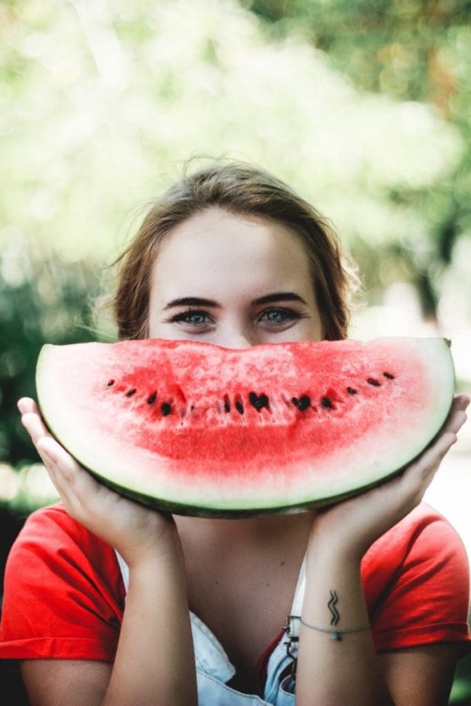 woman fruit happy healthy