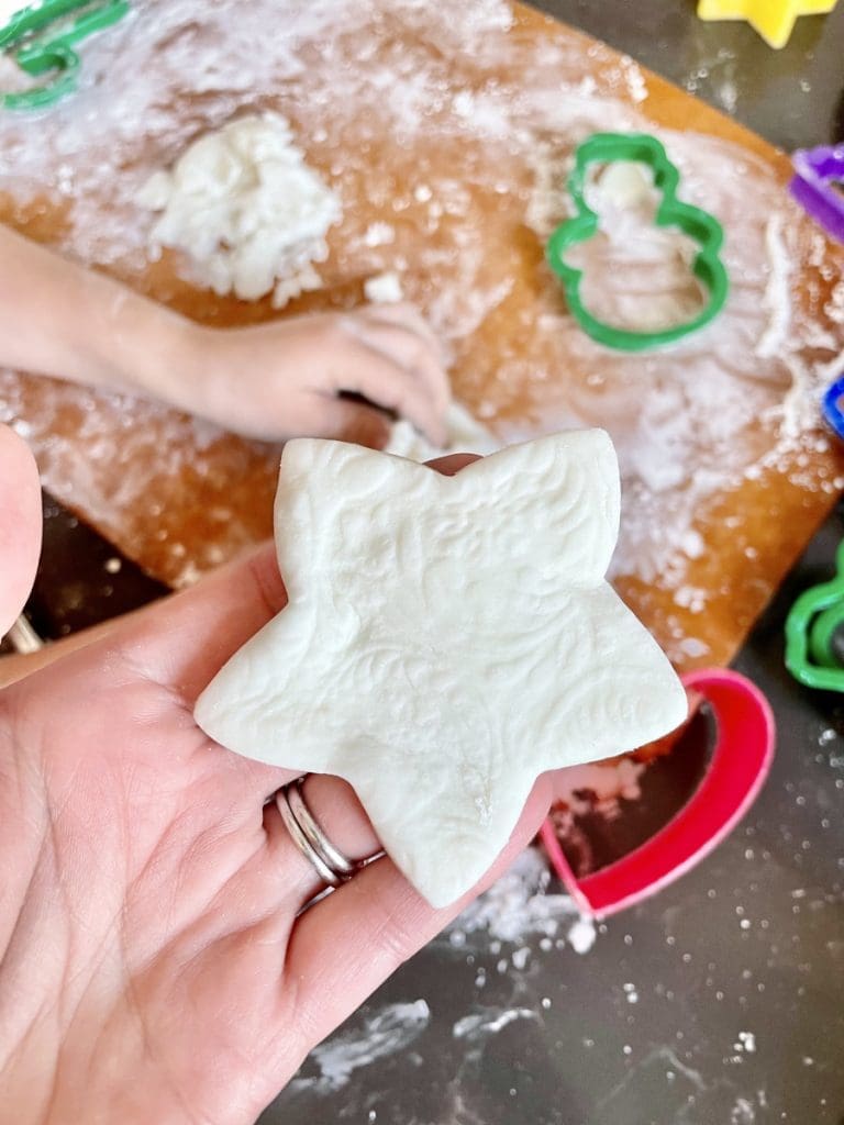 white clay Christmas decorations