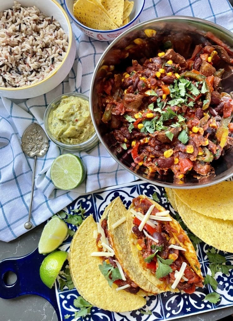 Vegan Mexican Beans Taco and Tortilla Filler