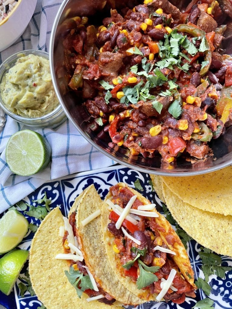 Vegan Mexican Beans Taco and Tortilla Filler